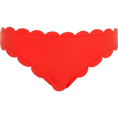 Red scalloped bikini bottoms